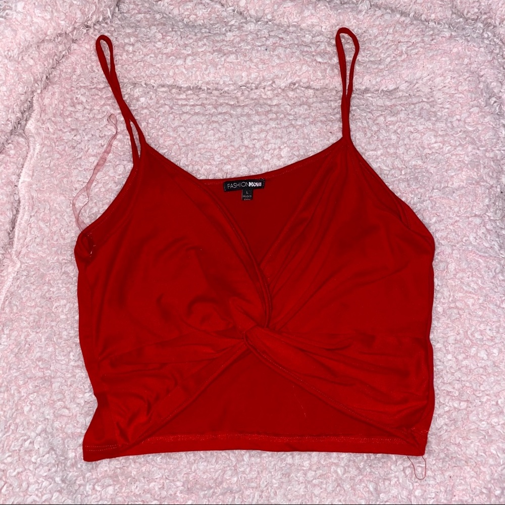 Red front detail crop top